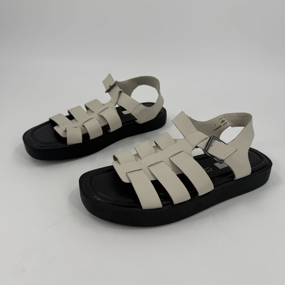 Marks & Spencer White Leather Fisherman Platform Sandals Womens US 9 UK 7